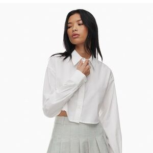 Aritzia Sunday best poppy shirt mini white poplin dress shirt